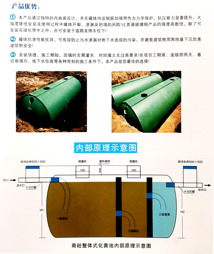 蓬江玻璃钢化粪池